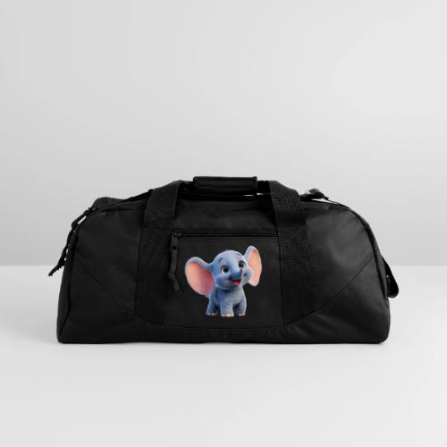 Playful Baby Elephant with Big Eyes - Recycled Duffel Bag