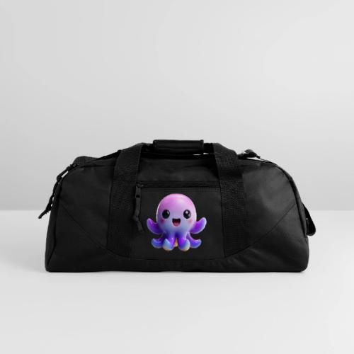 Joyful Cartoon Purple Baby Octopus with Big Smile - Recycled Duffel Bag