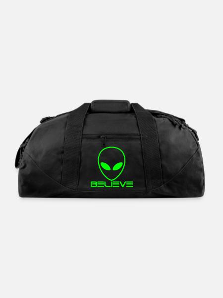Alien Believe Funny Science UFO - Recycled Duffel Bag - black