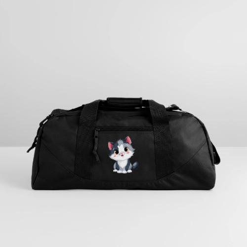 Sweet Sitting Kitten Cartoon Smiling - Recycled Duffel Bag