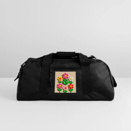 3D Flowers and Butterflies in Amber, Floral Design - Recycled Duffel Bag