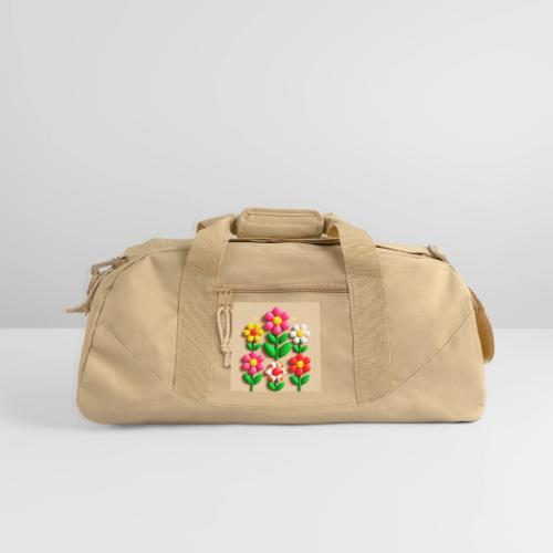 3D Flowers and Butterflies in Amber, Floral Design - Recycled Duffel Bag