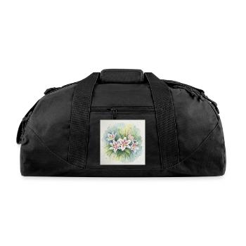 Watercolor Lily Bouquet - Recycled Duffel Bag - black - Front
