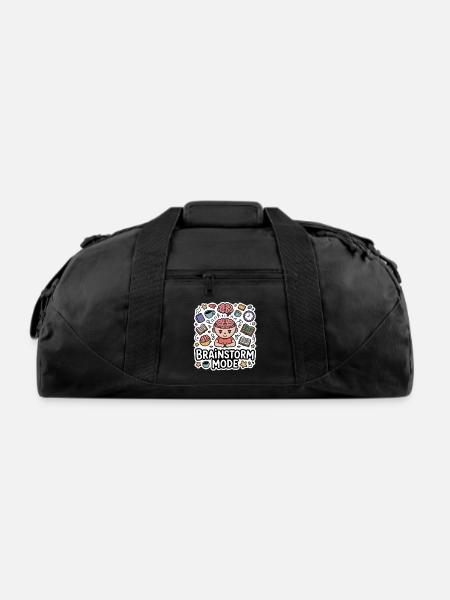 Brainstorm Mode Cartoon- Overthinking Design - Recycled Duffel Bag - black