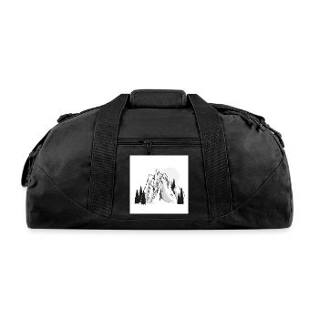 Minimalist Mountain Peaks Pine Forest - Recycled Duffel Bag - black - Front