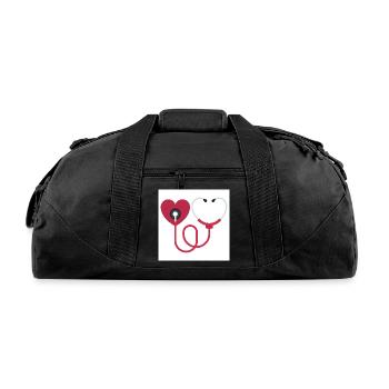 Cute Stethoscope Nurse Life Heart - Recycled Duffel Bag - black - Front