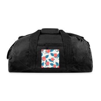 Blue Raspberry Bloom Pattern - Recycled Duffel Bag - black - Front