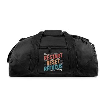 Restart Reset Refocus Motivational Quote - Recycled Duffel Bag - black - Front