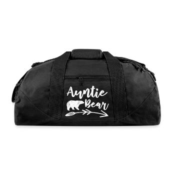 Auntie Bear Aunt Life Camping Camper Campfire - Recycled Duffel Bag - black - Front