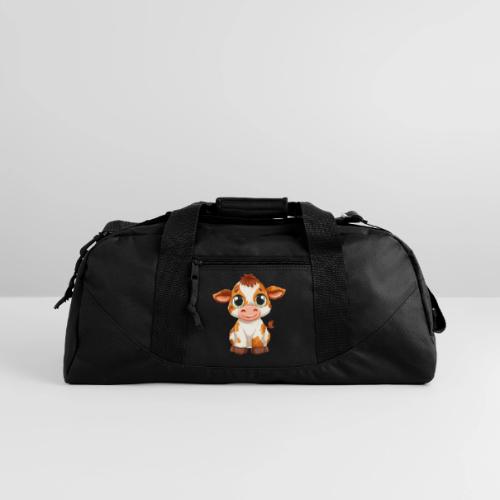 Cute Cartoon Baby Calf with Bright Innocent Eyes - Recycled Duffel Bag