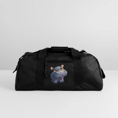Cute Cartoon Baby Hippo with Big Innocent Eyes - Recycled Duffel Bag