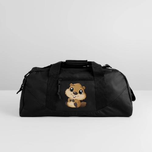 Adorable Cartoon Baby Beaver with Big Eyes - Recycled Duffel Bag