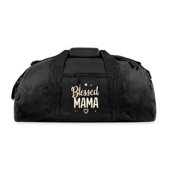 Blessed Mama Script Hearts - Recycled Duffel Bag - black - Front