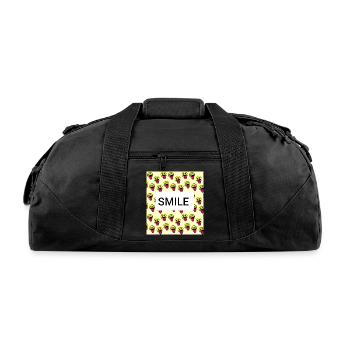 Smile - Floral Positive Long Sleeve Shirt - Recycled Duffel Bag - black - Front
