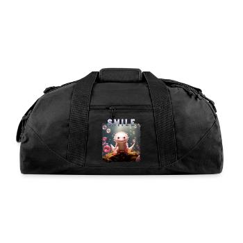 Whimsical Axolotl with Bubbles - Recycled Duffel Bag - black - Front
