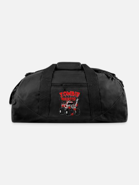 Zombie Monster Truck Tee, Spooky Halloween Vehicle - Recycled Duffel Bag - black