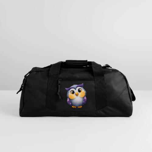 Colorful Cartoon Baby Owl with Big Sparkling Eyes - Recycled Duffel Bag