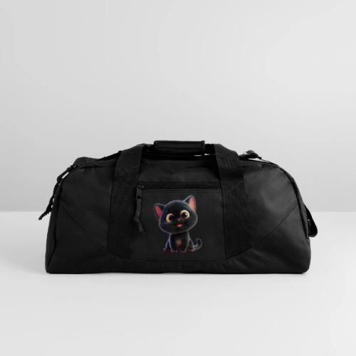 Adorable 3D Black Kitten with Big Eyes - Recycled Duffel Bag