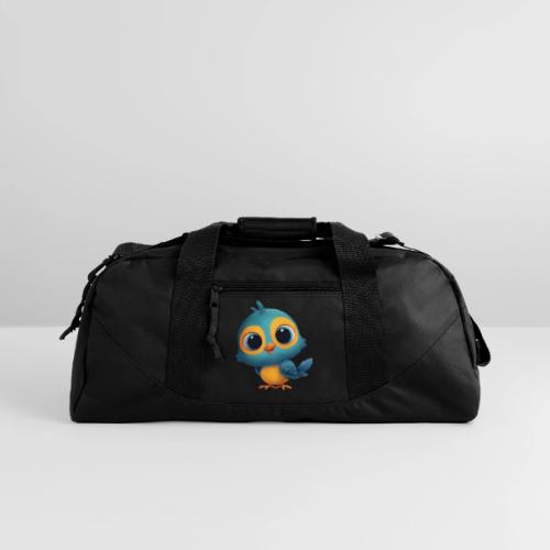 Joyful Cartoon Bird Standing in Yellow and Blue - Recycled Duffel Bag