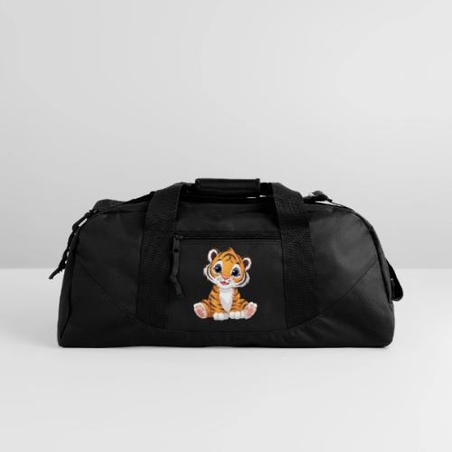 Adorable Cartoon Tiger Cub with Innocent Eyes - Recycled Duffel Bag