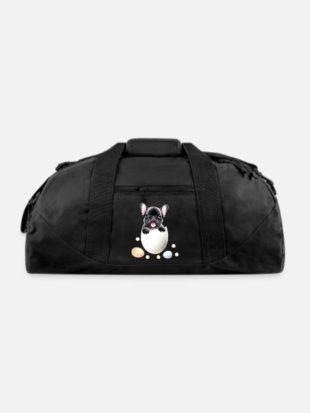 Black French Bulldog Puppy In Egg - Recycled Duffel Bag - black