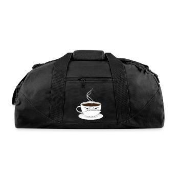 Grouchy Johns Coffee Cup logo - Recycled Duffel Bag - black - Front