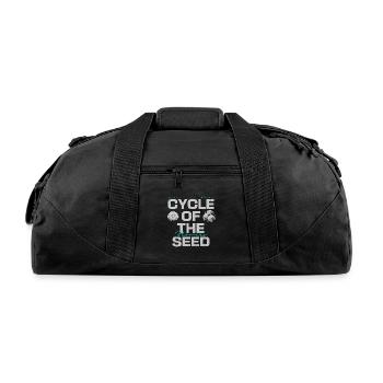 Cycle of the Seed Flowers - Recycled Duffel Bag - black - Front