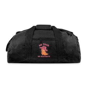 No Tags No Restarts Funny Cowboy Apparel - Recycled Duffel Bag - black - Front