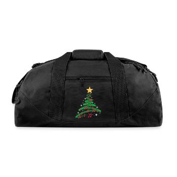 Christmas Tree Musical Notes Song Funny Family - Recycled Duffel Bag - black - Front