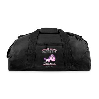 Annoyed Unicorn Touchy Unicorn Grouchy Ball Of Fur - Recycled Duffel Bag - black - Front