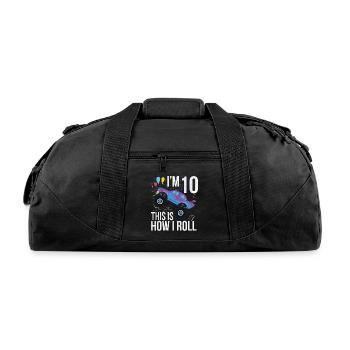 Kids 10 Year Old Shirt 10th Birthday Boy Monster - Recycled Duffel Bag - black - Front