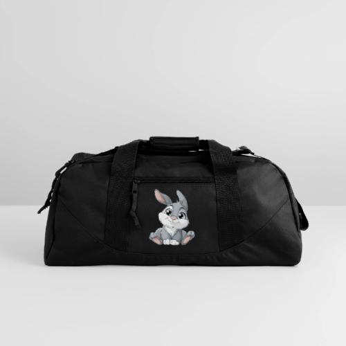 Joyful Grey and White Baby Rabbit Cartoon - Recycled Duffel Bag