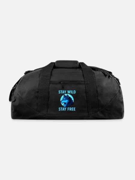 Moonlit Wolf Stay Wild - Recycled Duffel Bag - black
