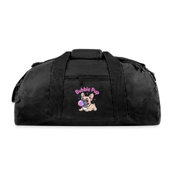 Bubble Pup French Bulldog Fun with Bubbles - Recycled Duffel Bag - black - Front