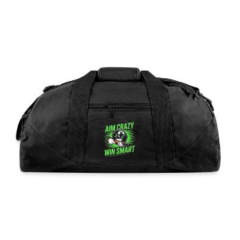 Aim Crazy Win Smart, Funny Billiards 8-Ball Design - Recycled Duffel Bag - black - Front