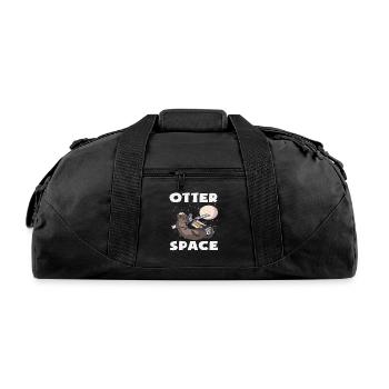 Sea Otter Cartoon Space Pun - Recycled Duffel Bag - black - Front