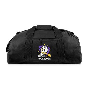 Funny High Voltage Gothic Electric Lightning Skull - Recycled Duffel Bag - black - Front