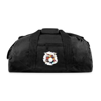 Abstract Drummer Drumming Drum Kit - Recycled Duffel Bag - black - Front