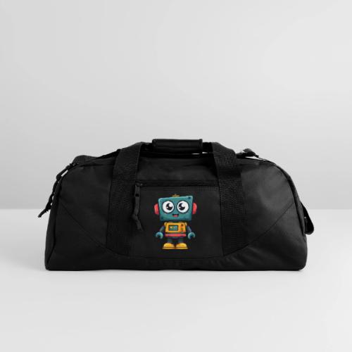 Cute Cartoon Robot Standing with a Smile - Recycled Duffel Bag