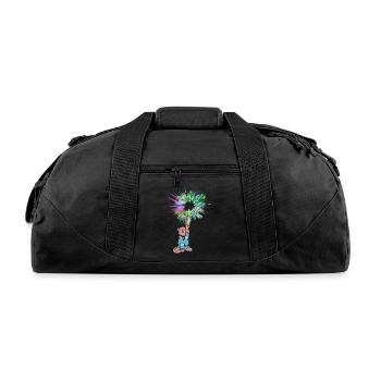 Cat with flashlight - Recycled Duffel Bag - black - Front
