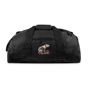Guinea Pig Cavy Floral Skeleton Flower Animal - Recycled Duffel Bag - black - Front