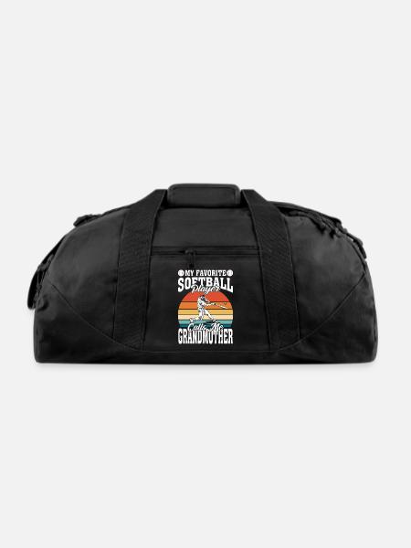 My Favorite Softball Player Calls Me Grandmother - Recycled Duffel Bag - black