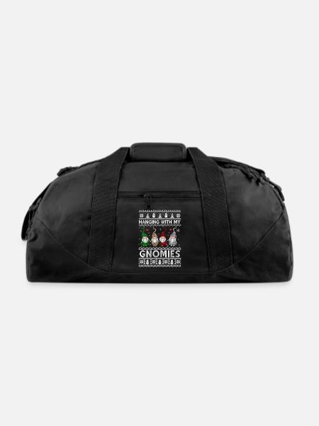 Hanging With My Gnomies Cute Gnomes Christmas Ugly - Recycled Duffel Bag - black