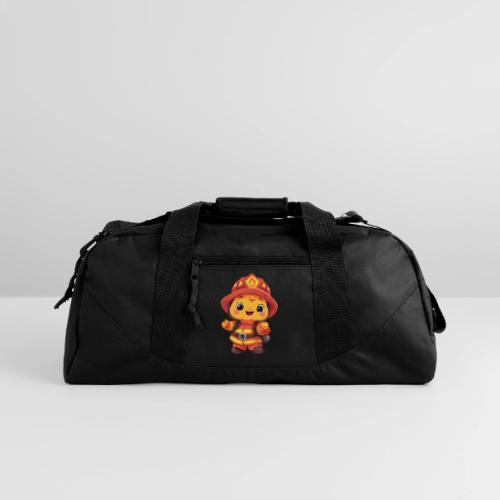 Cute Cartoon Firefighter in Red and Yellow Suit - Recycled Duffel Bag