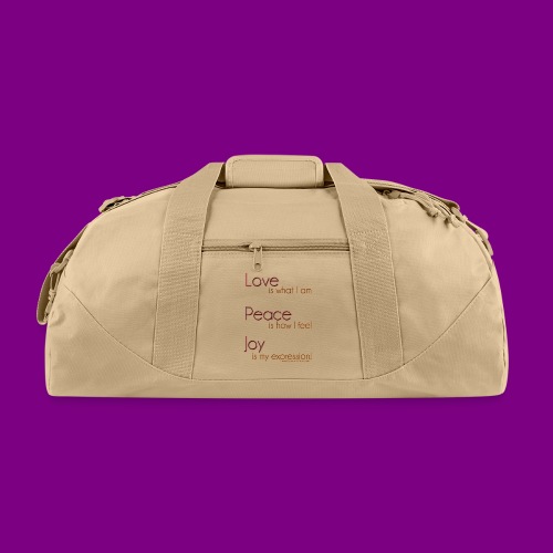 LOVE PEACE JOY - Recycled Duffel Bag