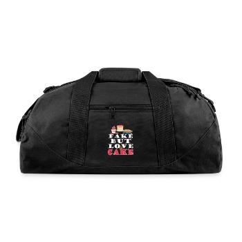 fake but love Cake - Recycled Duffel Bag - black - Front