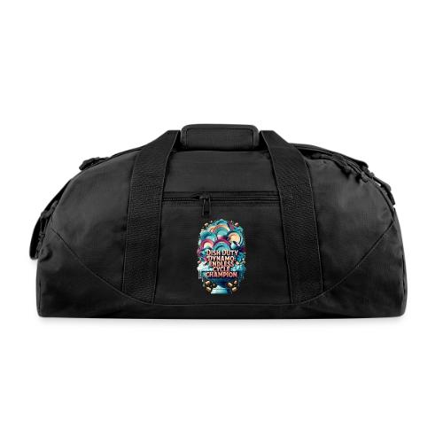 Dish Duty Dynamo T Shirt, Endless Cycle Champion - Recycled Duffel Bag