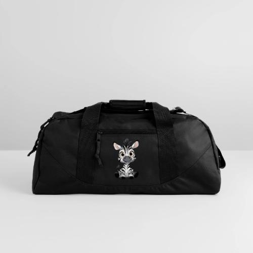 Adorable Cartoon Baby Zebra with Innocent Eyes - Recycled Duffel Bag