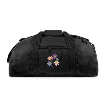 subtle bi pride flowers - Recycled Duffel Bag - black - Front
