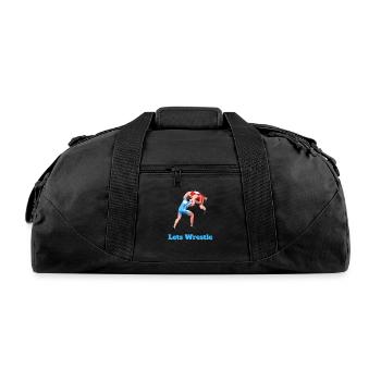 Lets Wrestle Cute Wrestling Design - Recycled Duffel Bag - black - Front